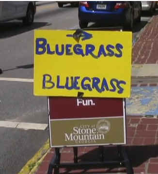 Street sign for Bluegrass Here!