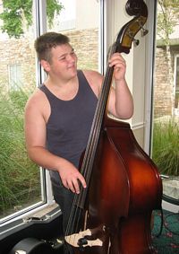 Winfred Dockery practicing after bass workshop.